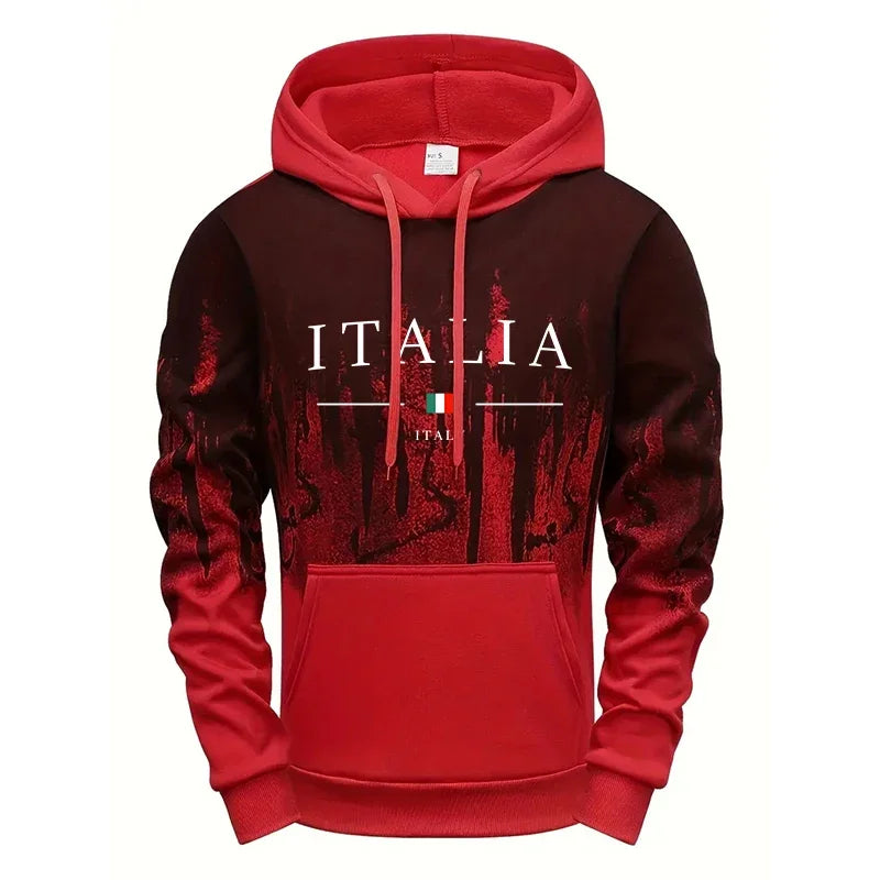 Italien Bedruckter Hoodie für Herren – Hochwertiger Kapuzenpullover
