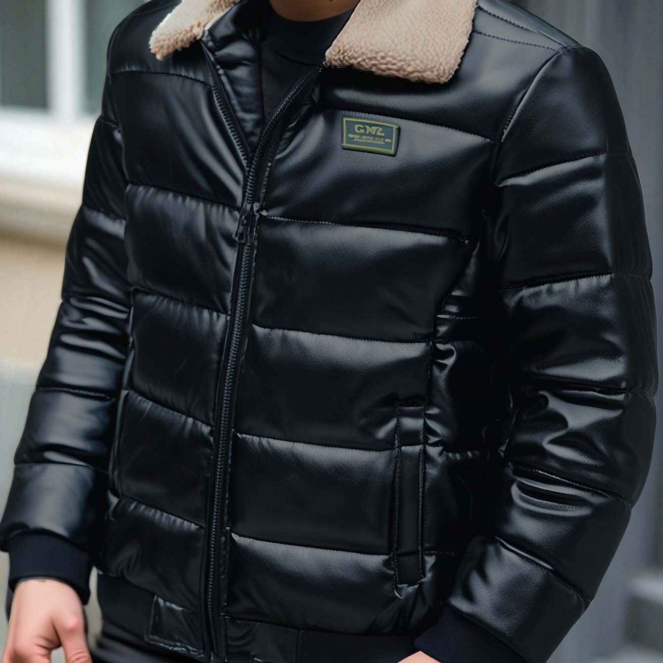 Herren Winterjacke in Heavy-Duty-Qualität – Schwarzer Kälteschutz-Mantel mit Reißverschlusstaschen, formell & elegant