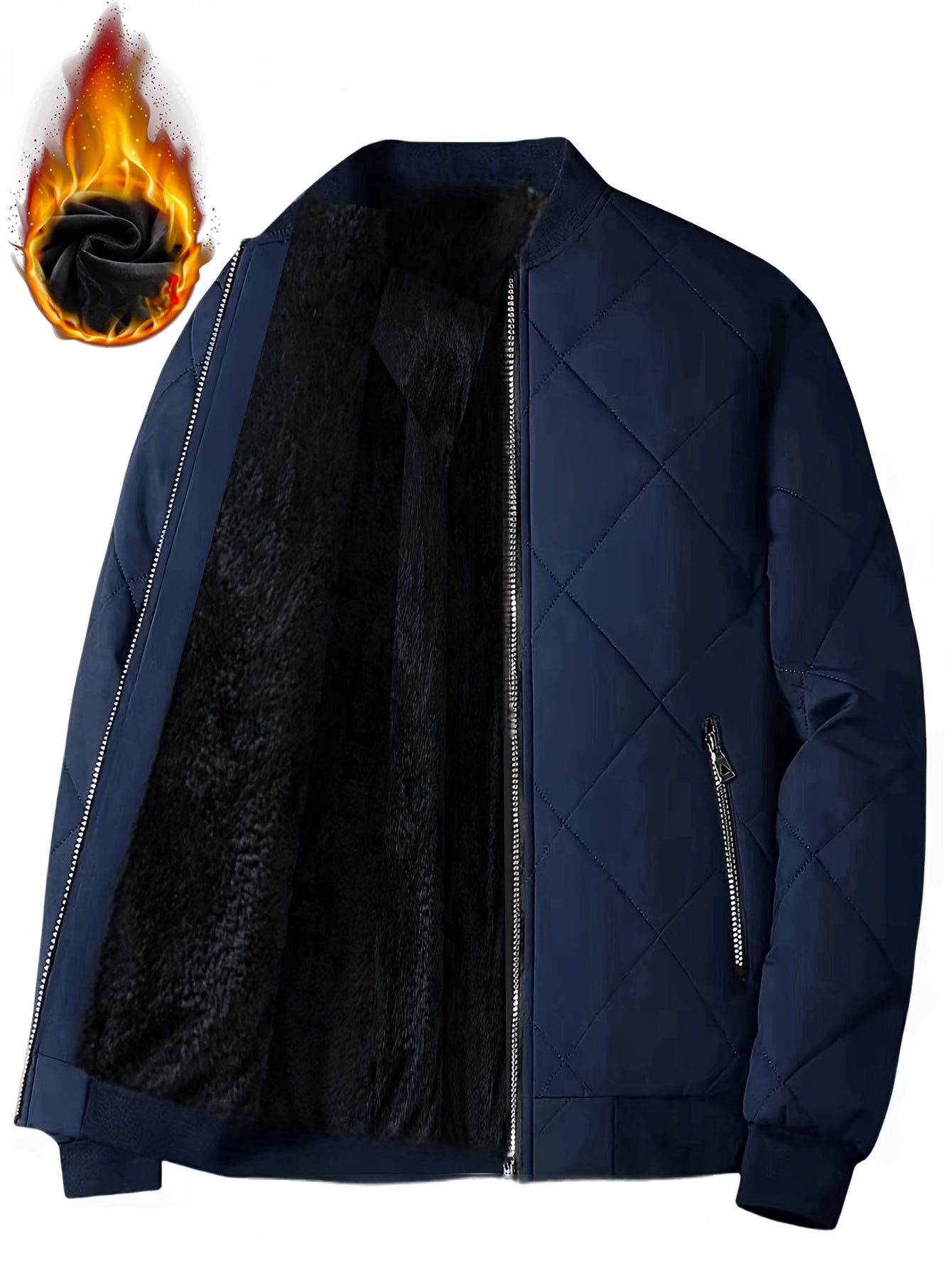 Herren Stepp-Fleecejacke mit Stehkragen – Sportliche Zip-Up-Jacke mit Reißverschlusstaschen, vielseitig einsetzbar