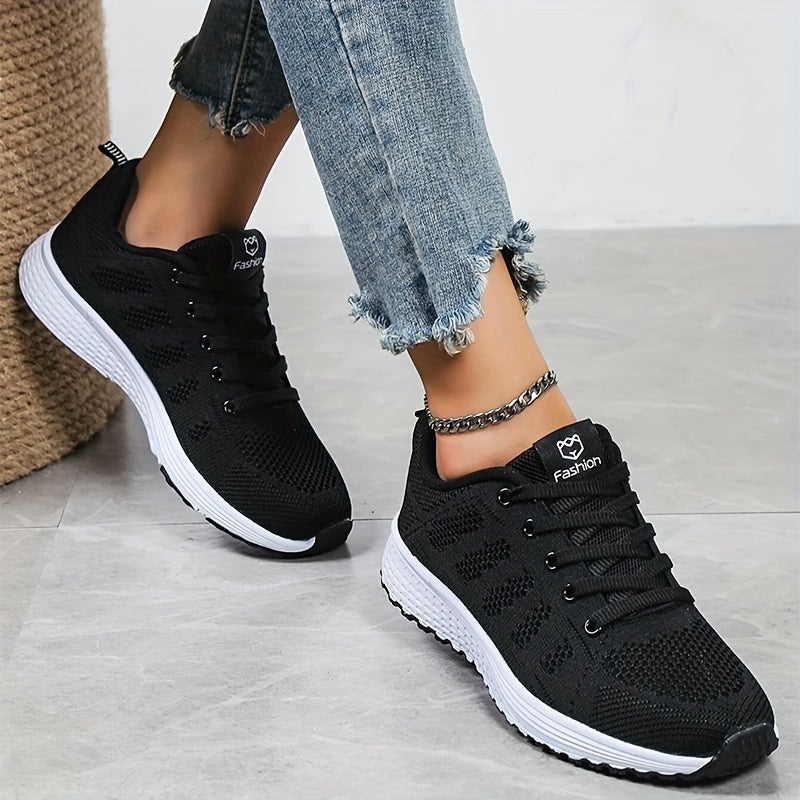 Leichte Damen-Sneaker, atmungsaktive Mesh-Schnür-Laufschuhe, Damenschuhe