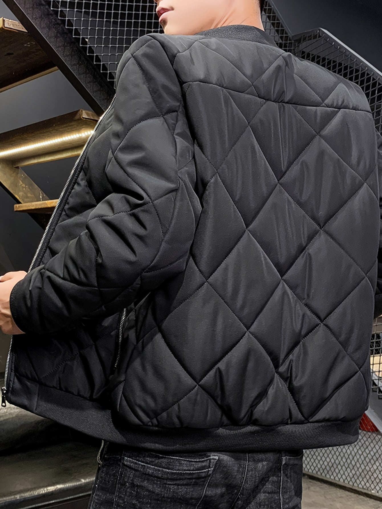 Herren Stepp-Fleecejacke mit Stehkragen – Sportliche Zip-Up-Jacke mit Reißverschlusstaschen, vielseitig einsetzbar