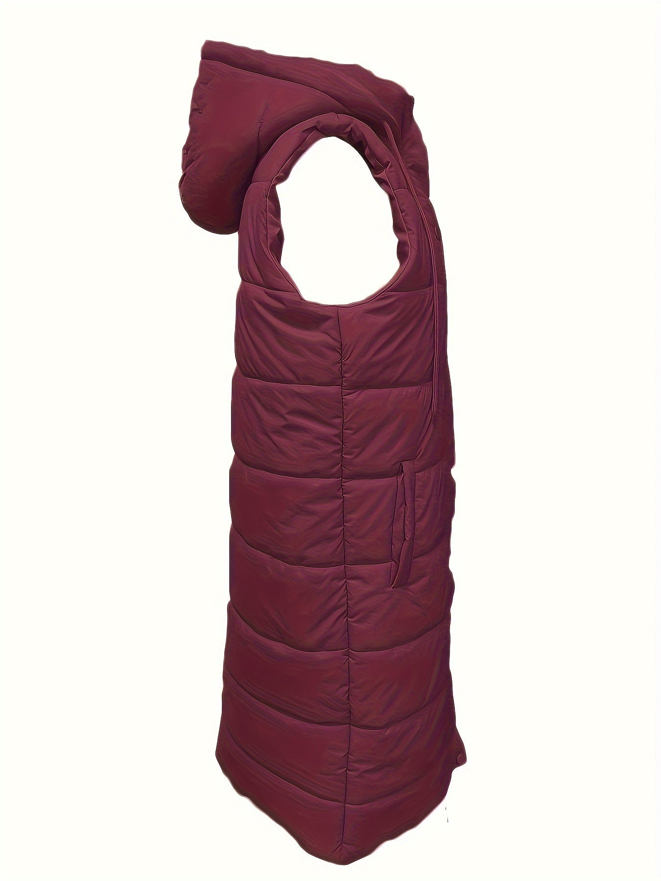 Damen-Kapuzenmantel mit Knopfleiste – Ärmelloser langer Casual-Mantel