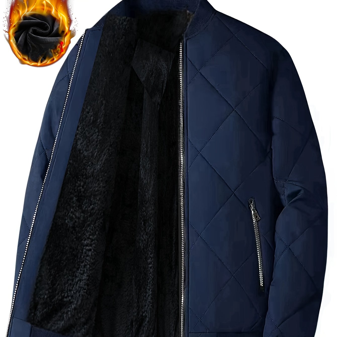 Herren Stepp-Fleecejacke mit Stehkragen – Sportliche Zip-Up-Jacke mit Reißverschlusstaschen, vielseitig einsetzbar