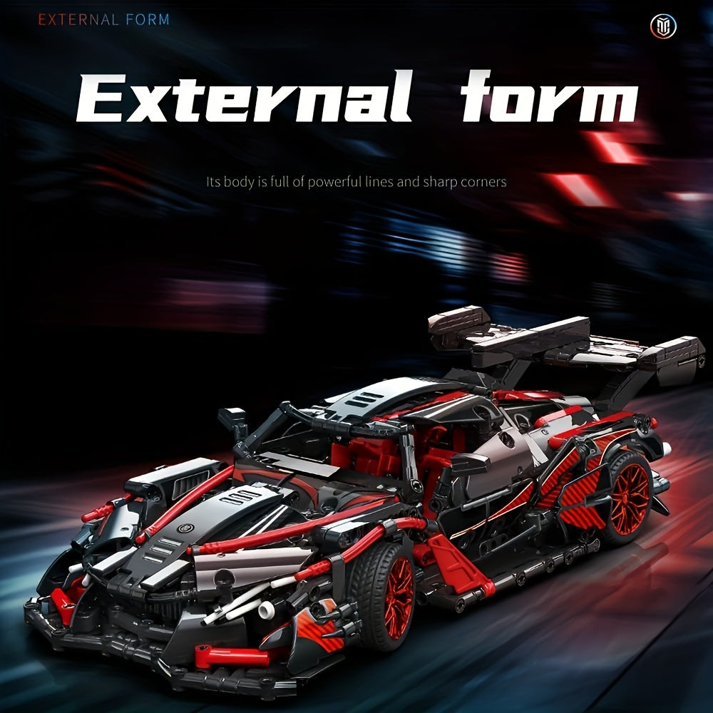 Bausatz für Erwachsene – Herausforderndes Rennwagen-Baukastenset, 1:14 Maßstab, 1391 Teile, Auto-Modellbau-Set, DIY-Spielzeug