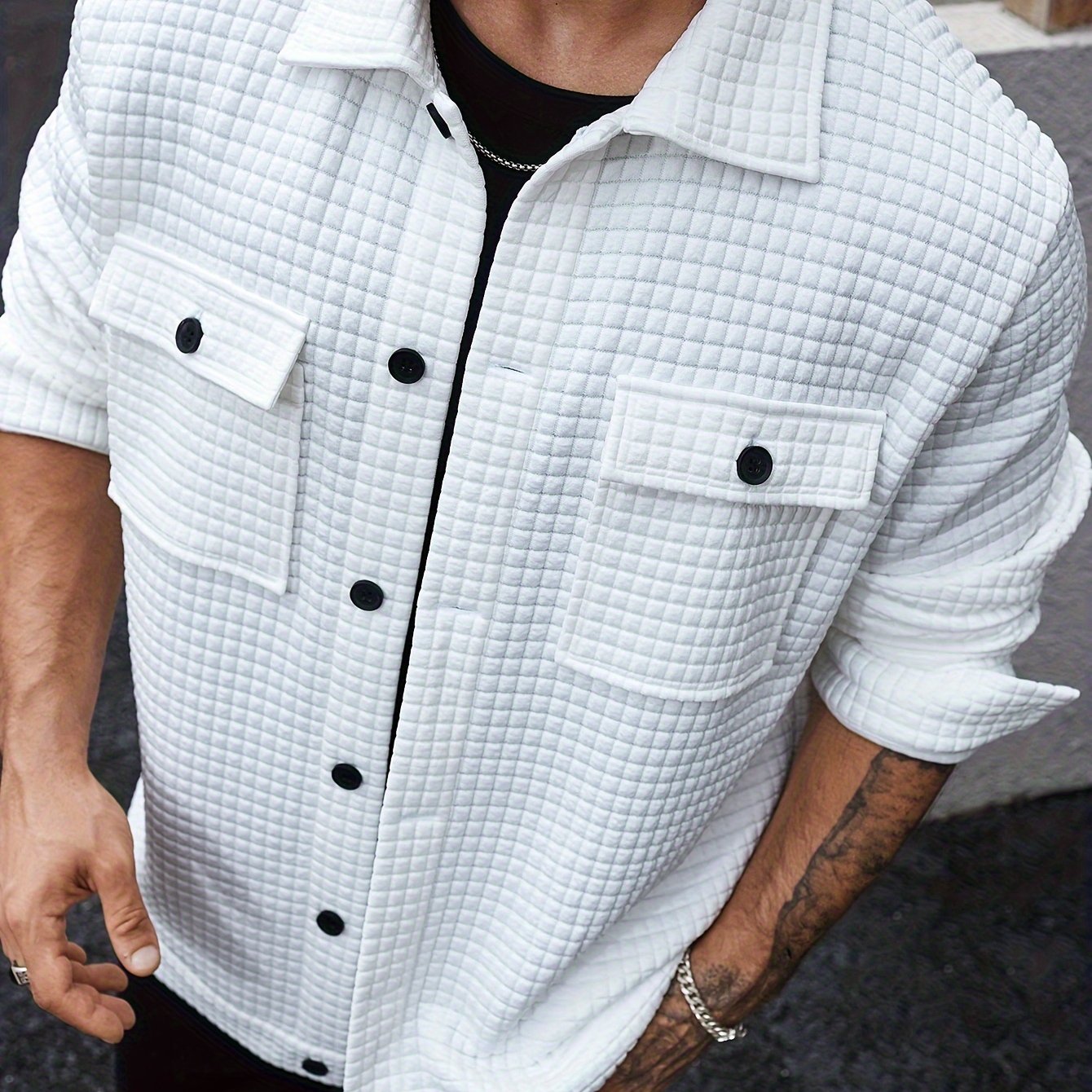 Herren-Übergrößen-Cargojacke mit Taschen und Kragen – Lässiger Stil, Herbst/Winter, lockere Passform