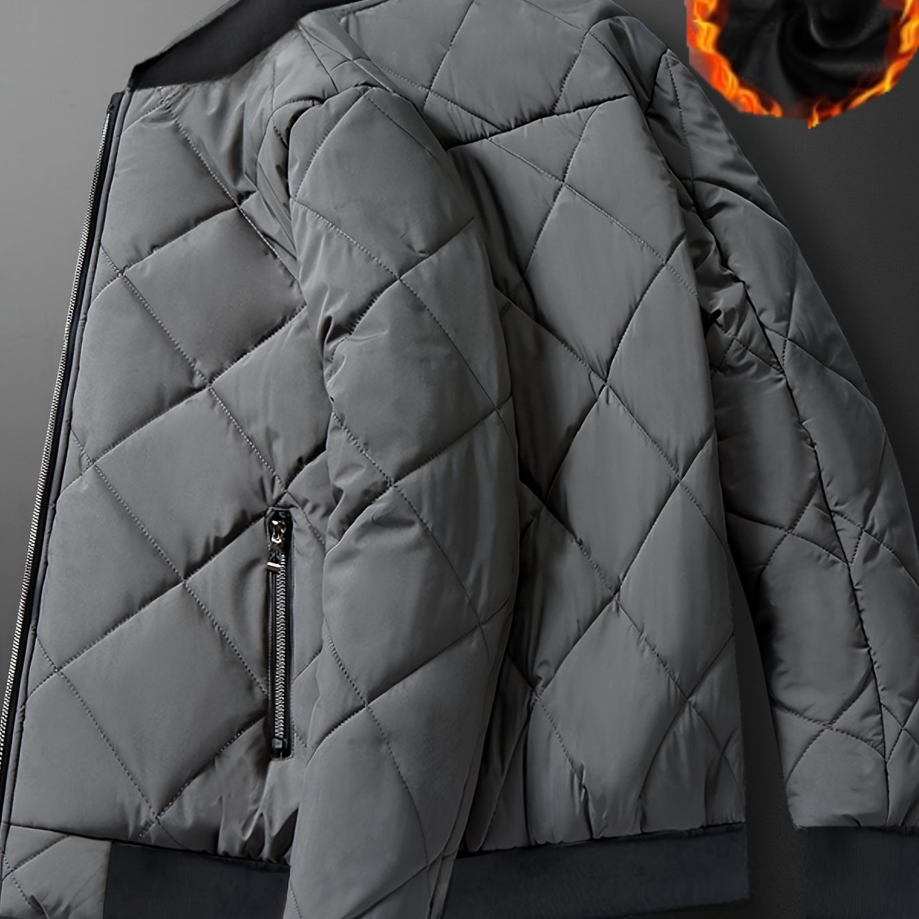 Herren Stepp-Fleecejacke mit Stehkragen – Sportliche Zip-Up-Jacke mit Reißverschlusstaschen, vielseitig einsetzbar