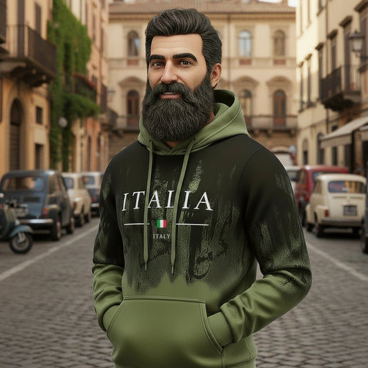 Italien Bedruckter Hoodie für Herren – Hochwertiger Kapuzenpullover