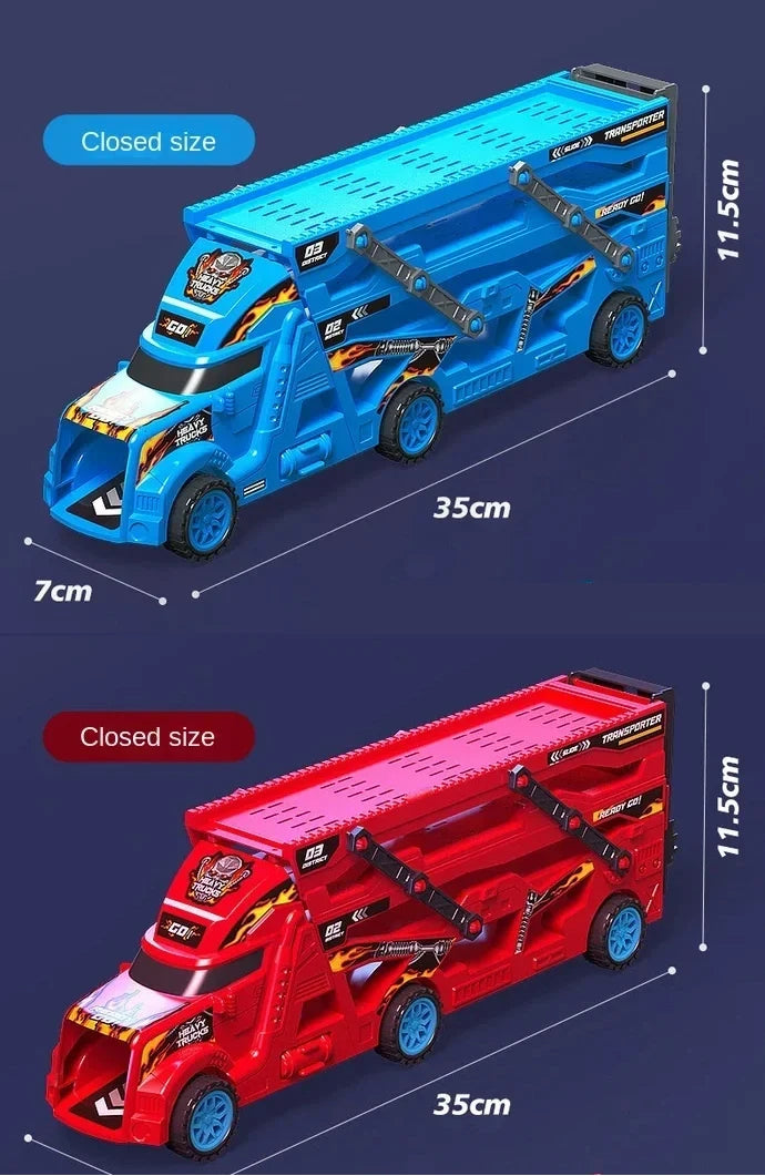 Großer Kinder-LKW / Transformations-Transporter, Fahrzeugmodelle, pädagogisches Modell, faltbare Rennstrecke, Rennfahrzeug