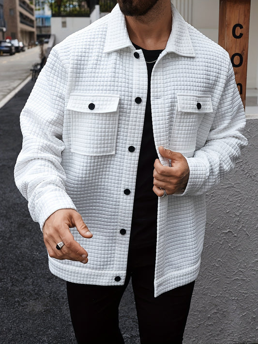 Herren-Übergrößen-Cargojacke mit Taschen und Kragen – Lässiger Stil, Herbst/Winter, lockere Passform