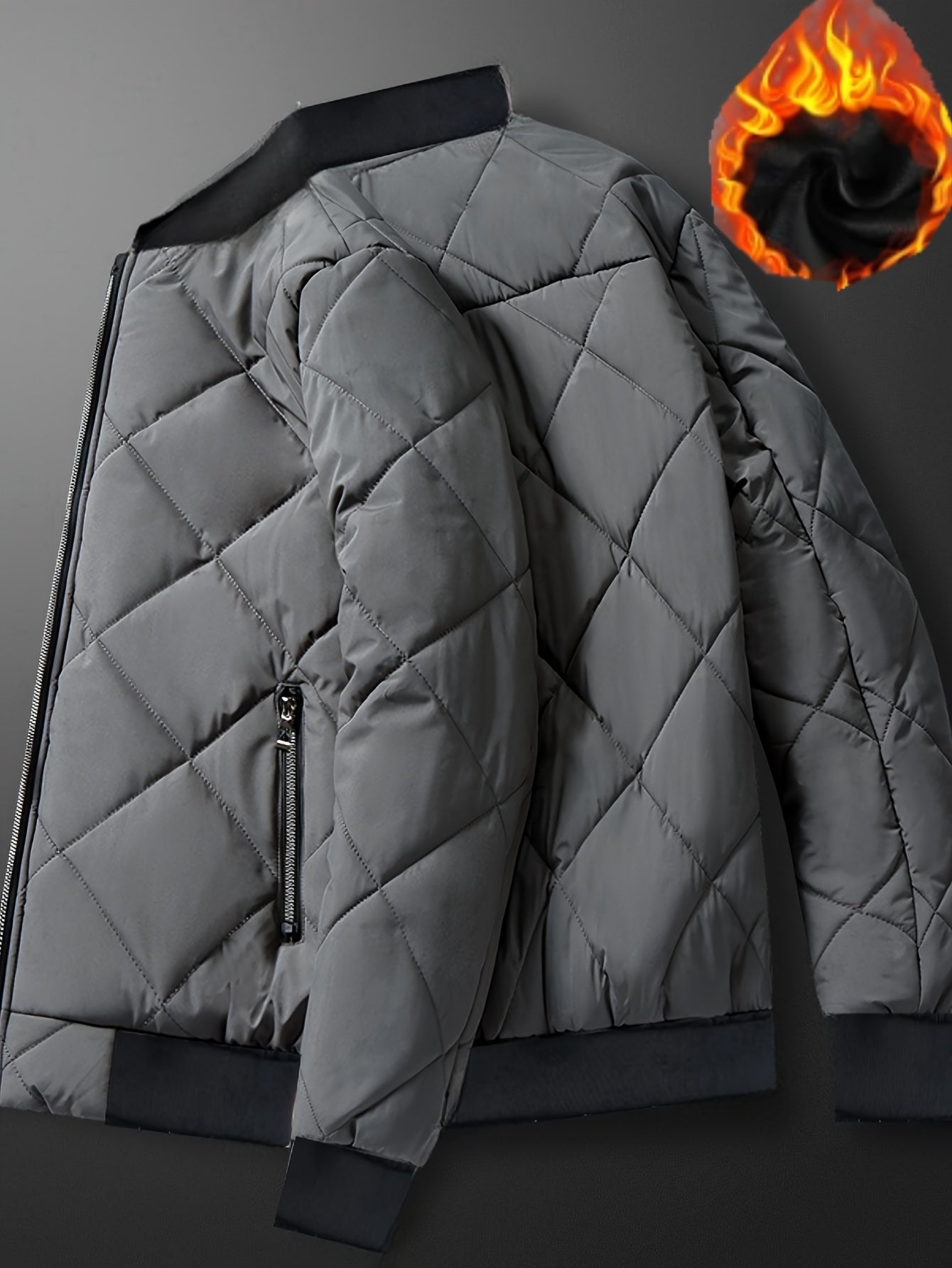 Herren Stepp-Fleecejacke mit Stehkragen – Sportliche Zip-Up-Jacke mit Reißverschlusstaschen, vielseitig einsetzbar