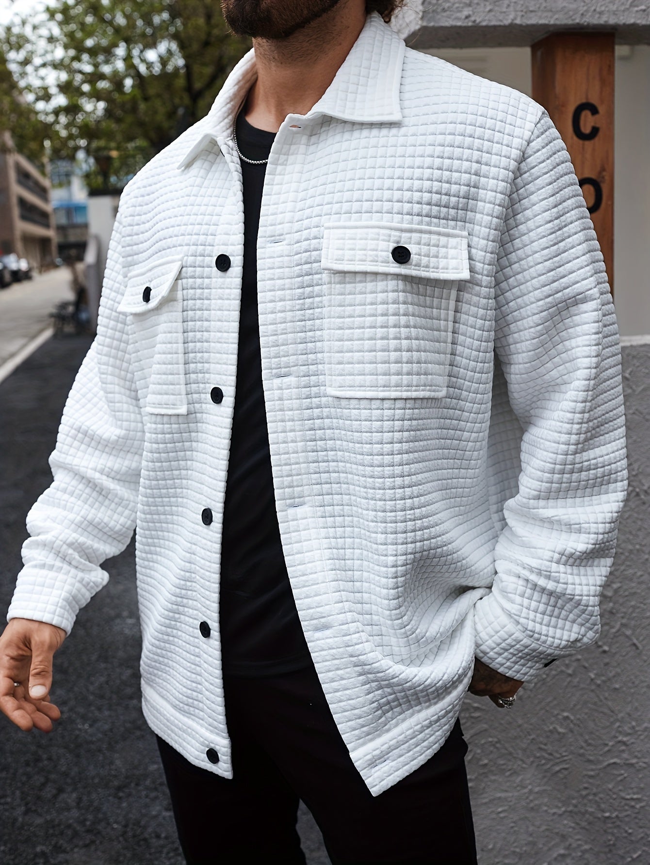 Herren-Übergrößen-Cargojacke mit Taschen und Kragen – Lässiger Stil, Herbst/Winter, lockere Passform