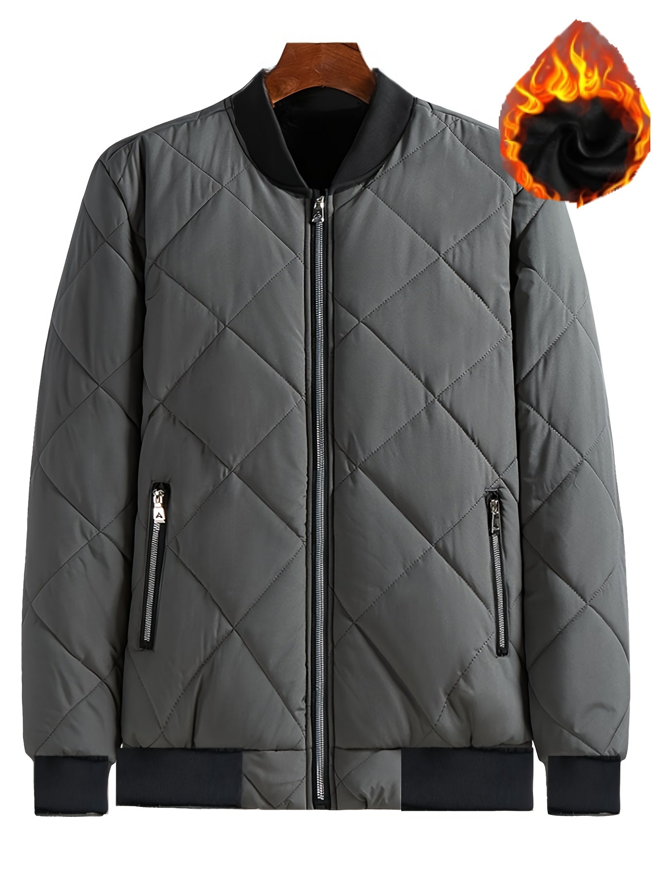 Herren Stepp-Fleecejacke mit Stehkragen – Sportliche Zip-Up-Jacke mit Reißverschlusstaschen, vielseitig einsetzbar