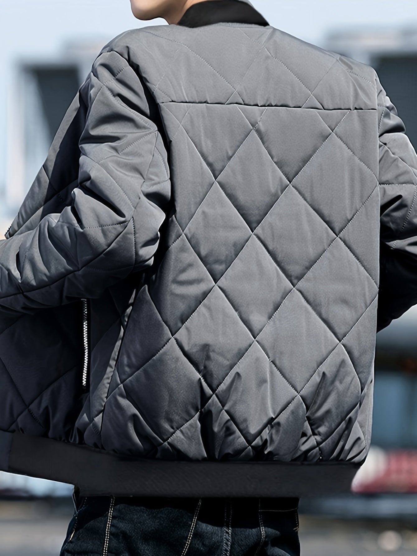 Herren Stepp-Fleecejacke mit Stehkragen – Sportliche Zip-Up-Jacke mit Reißverschlusstaschen, vielseitig einsetzbar