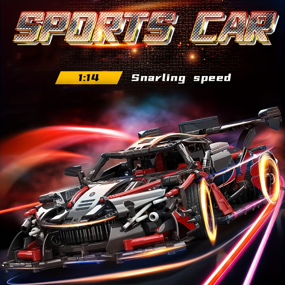 Bausatz für Erwachsene – Herausforderndes Rennwagen-Baukastenset, 1:14 Maßstab, 1391 Teile, Auto-Modellbau-Set, DIY-Spielzeug