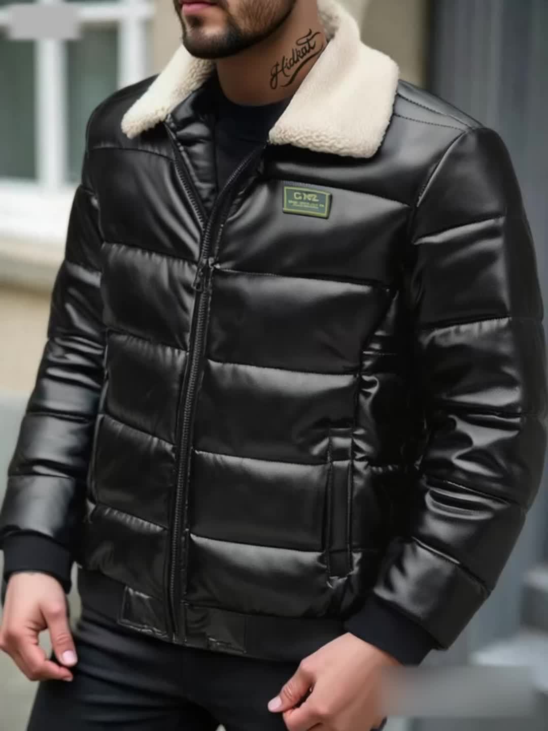 Herren Winterjacke in Heavy-Duty-Qualität – Schwarzer Kälteschutz-Mantel mit Reißverschlusstaschen, formell & elegant